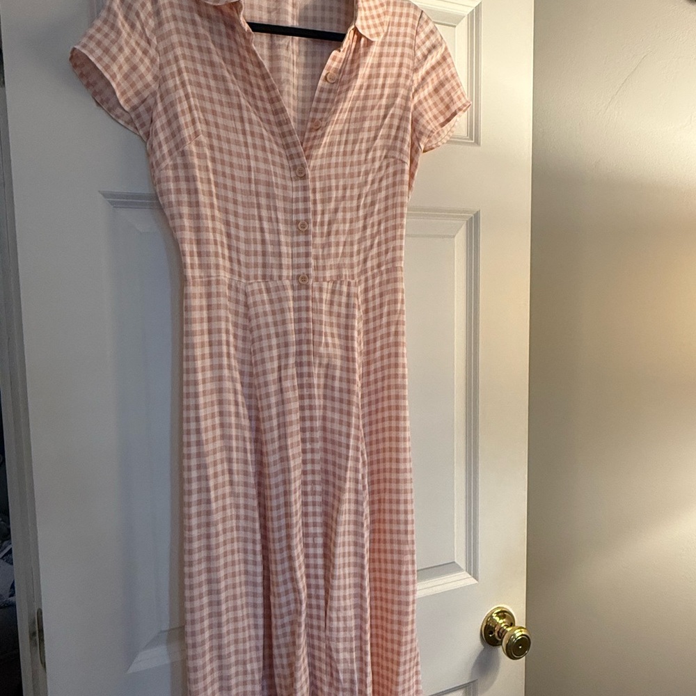 Reformation Pink Checkered Midi Dress - Picture 3 of 4